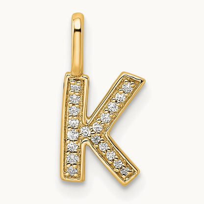 Diamond Letter K Initial Pendant, 14K Gold