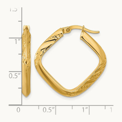 Polished and Diamond-cut Square Hoop Earrings — Leslie's — photo set