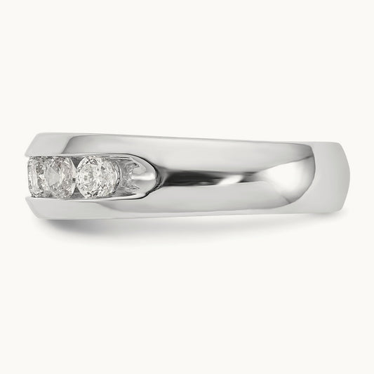 7-Stone Diamond Channel Band, 14K White Gold