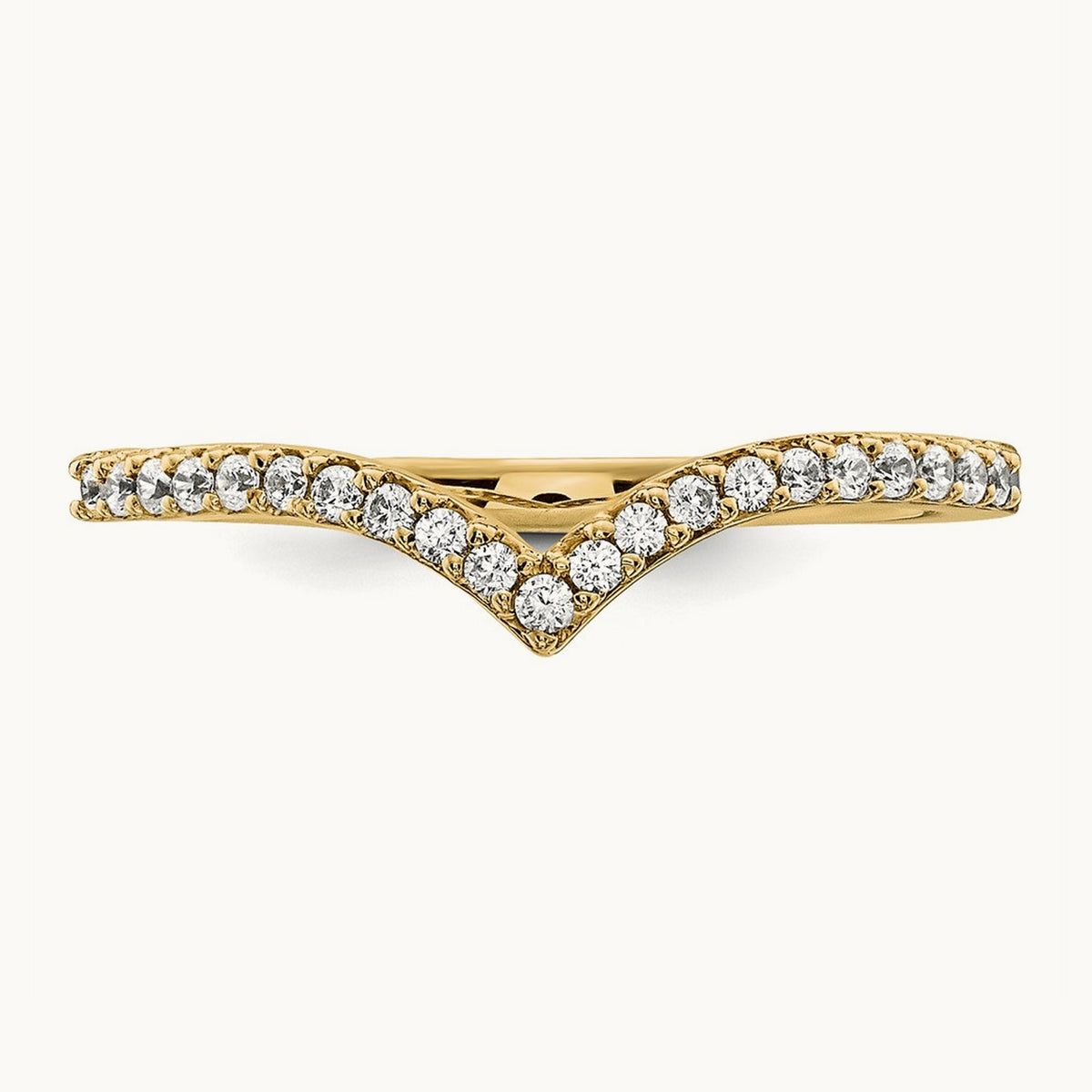 Diamond V Ring — 14K Yellow Gold