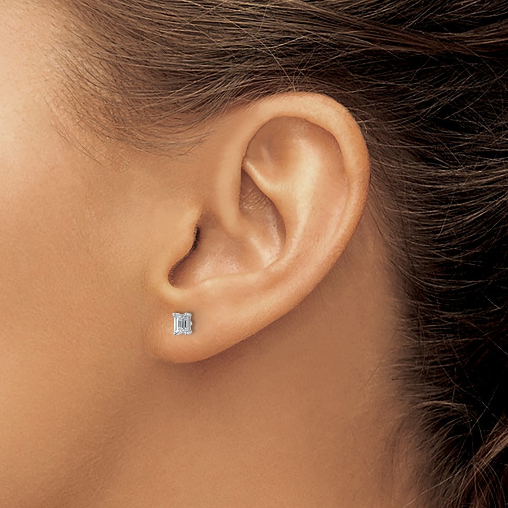 Emerald Four-Prong Stud Earrings, 0.50-6.00 ct tw Lab-Grown Diamond — 1/2 ct, 14K White Gold