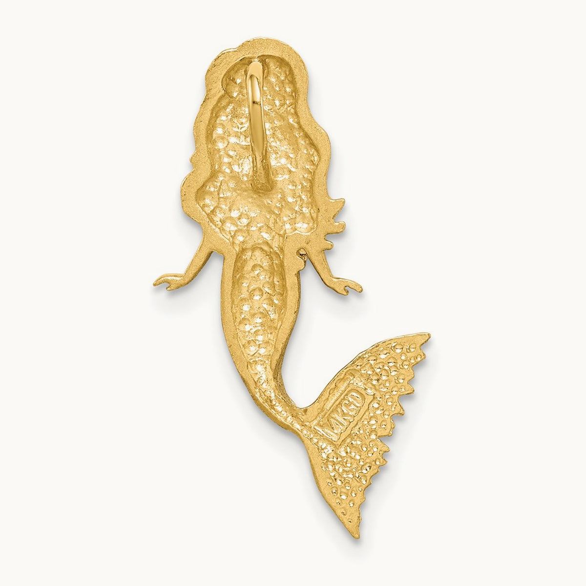 w/White Rhodium Brushed Diamond-Cut Mermaid Chain Slide, 14K