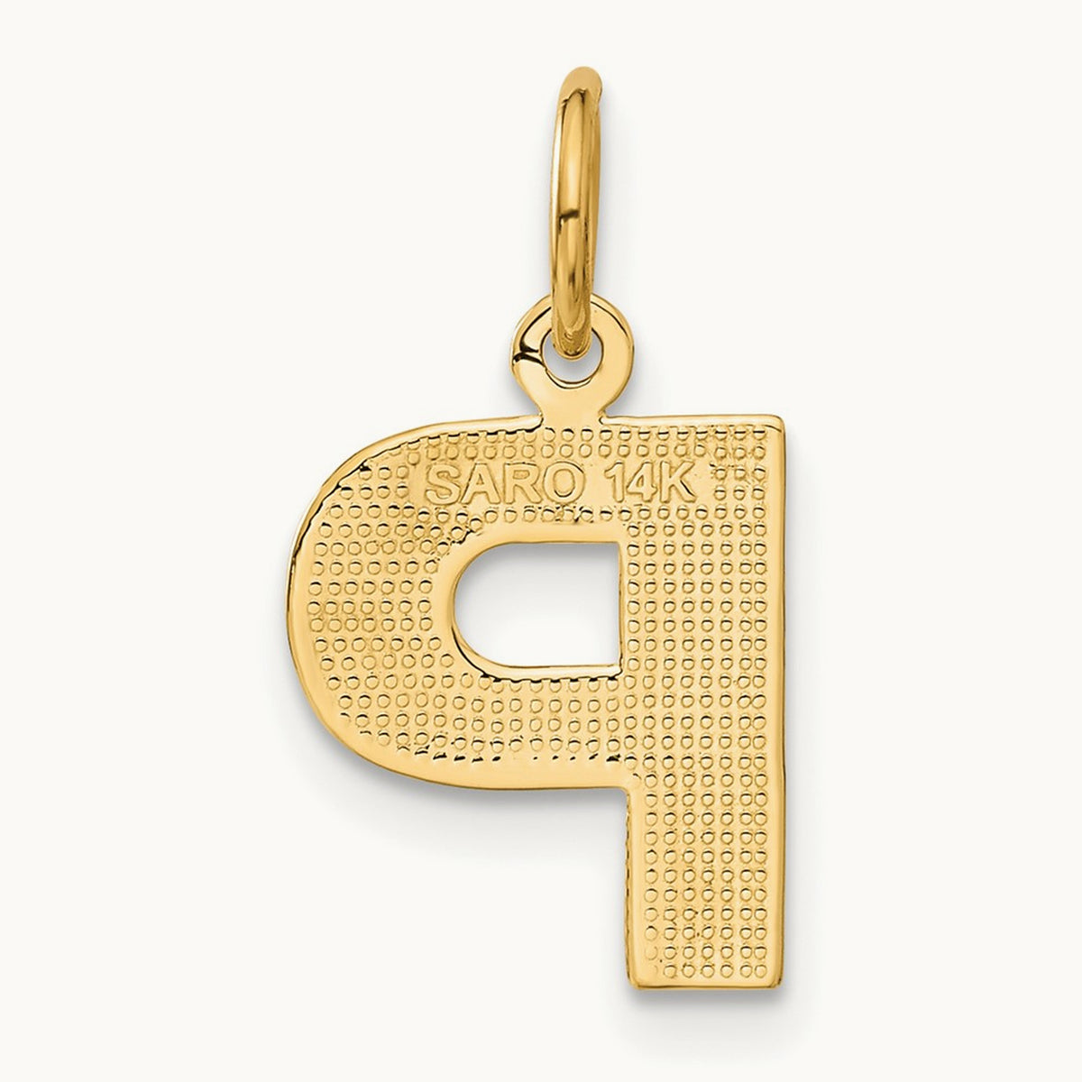 Satin Diamond-cut Initial Charm — 14K Yellow Gold, P