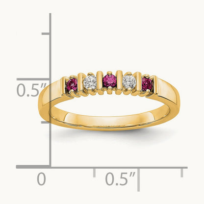 Diamond with Ruby Band — 14K Yellow Gold, 0.08 ct, 7
