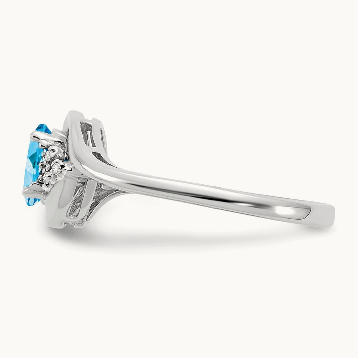 Blue Topaz and Diamond Ring, 14K White Gold