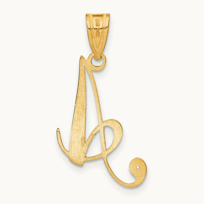 Script Initial Pendant with Diamond, 14K Yellow Gold