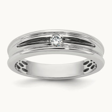 w/Black Rhodium IB Goodman Mens Complete 1/10ct Diamond Ring, 14K White Gold