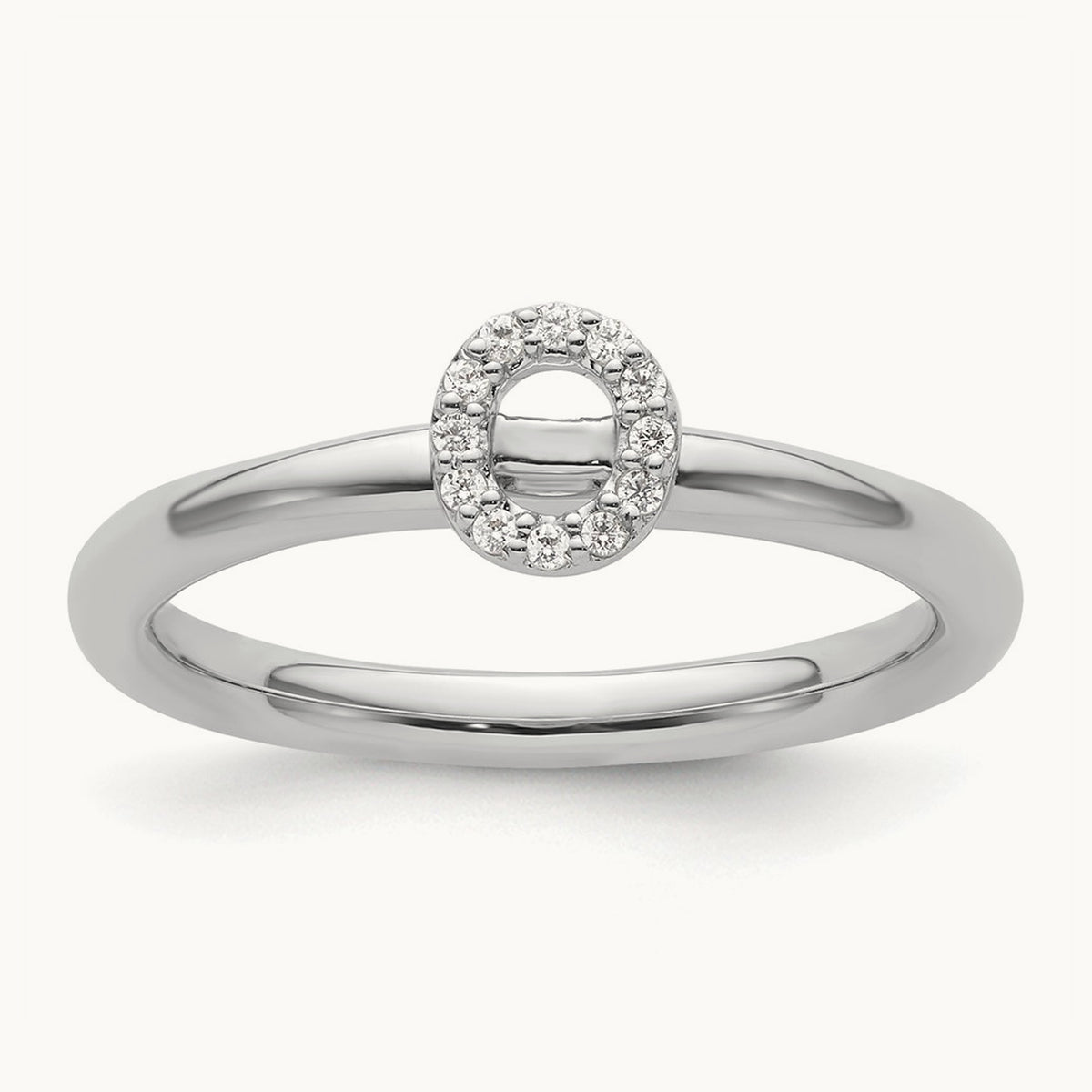 Stackable Diamond Ring — 14K White Gold, O