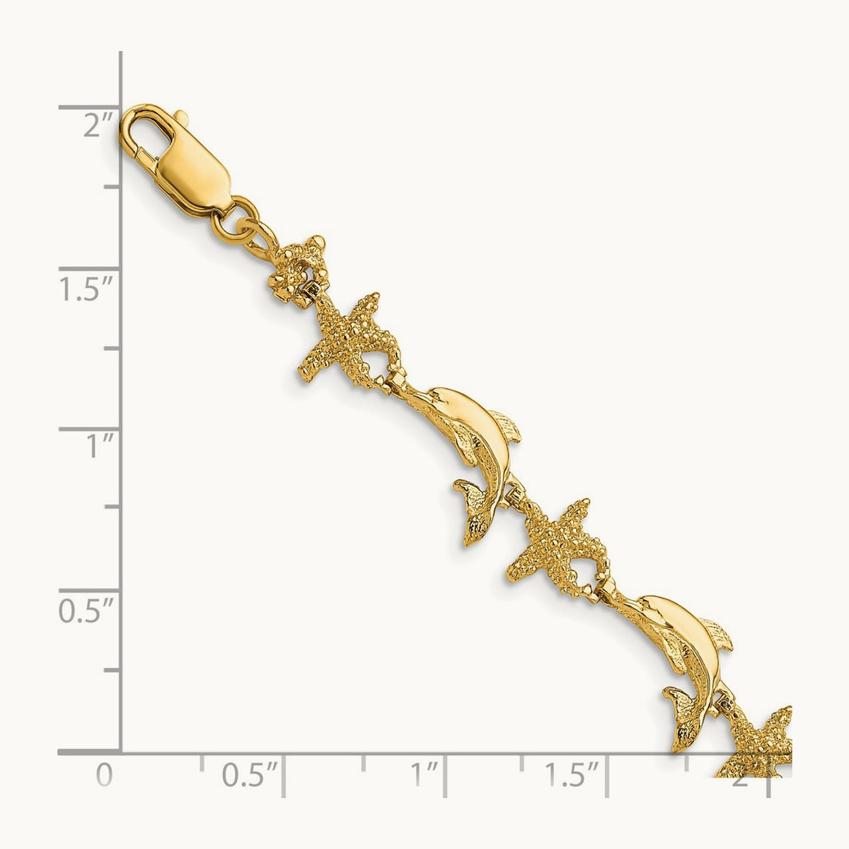 Dolphin and Starfish Bracelet, 14K