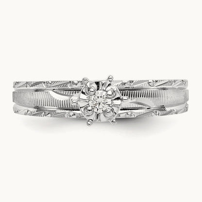 AA Quality Trio Complete Engagement Ring, 14K White Gold
