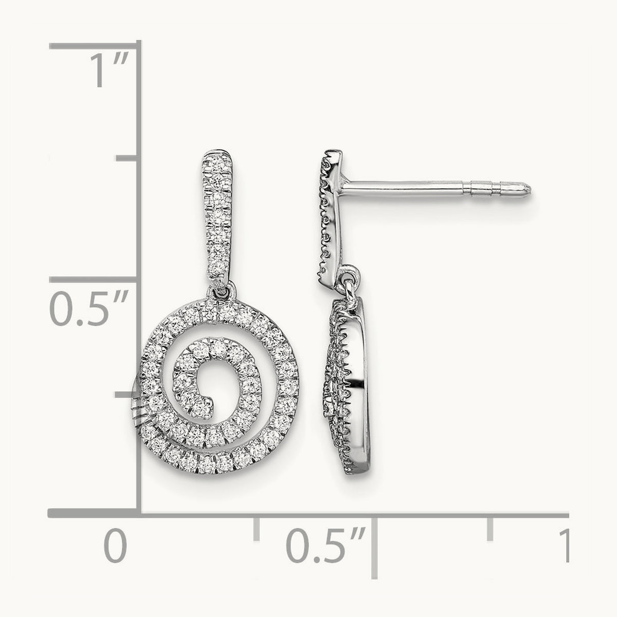 Circle Swirl Diamond Dangle Post Earrings, 14K White Gold
