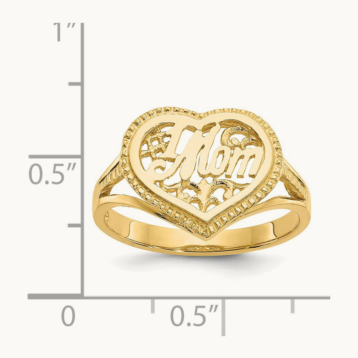 #1 Mom in Heart Ring, 14K