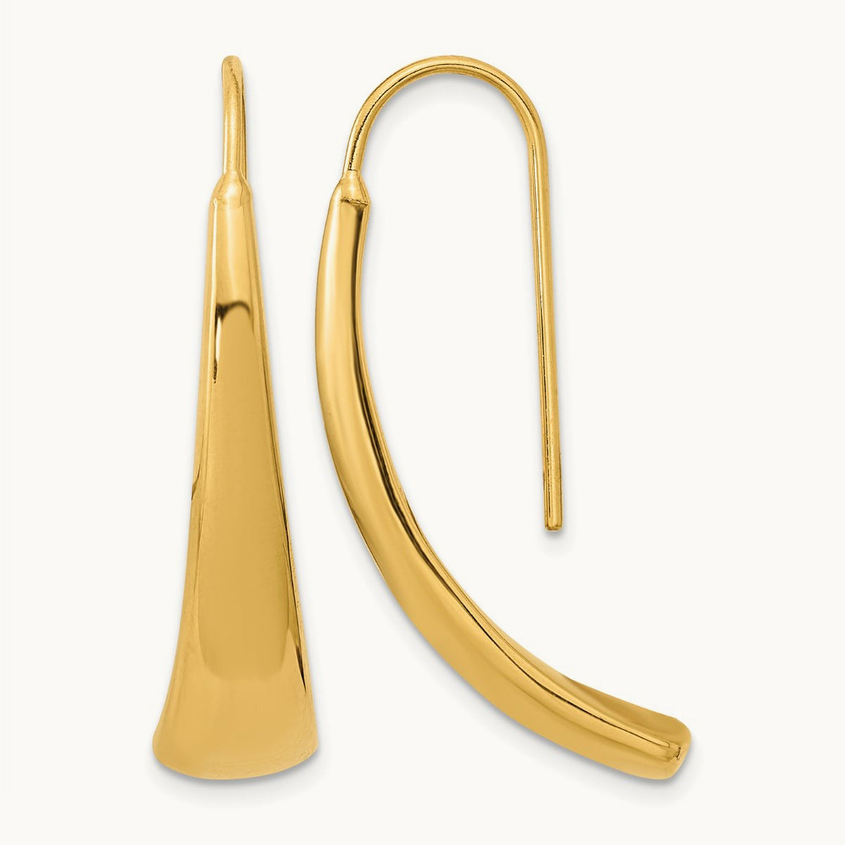 Polished Wire Hollow Earrings, 14K