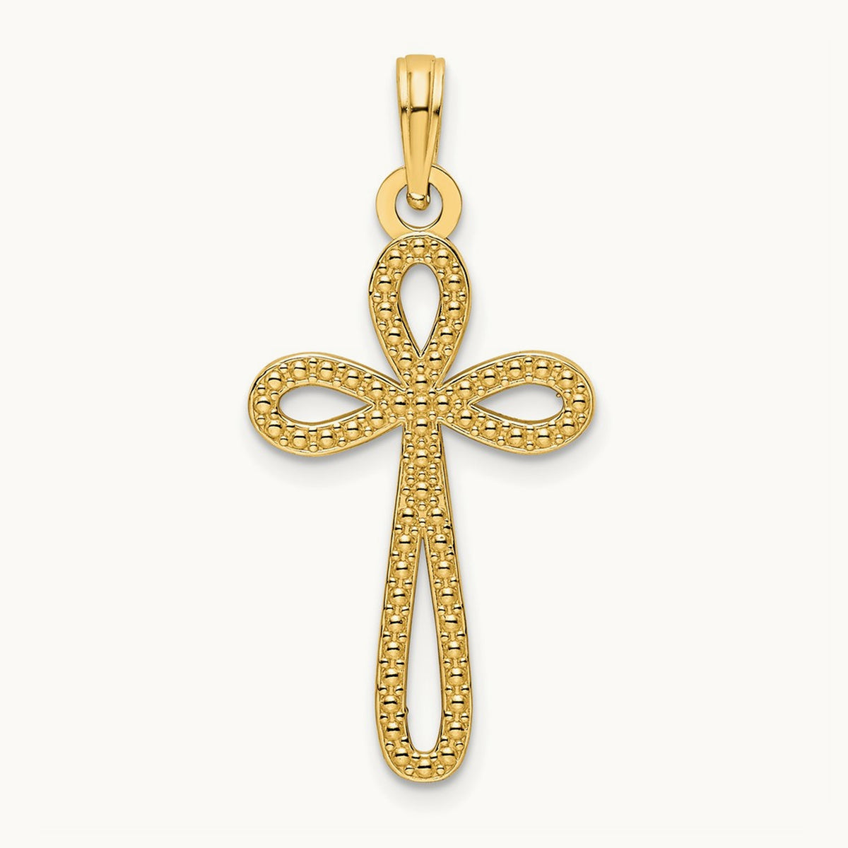Beaded Cross Pendant, 14K