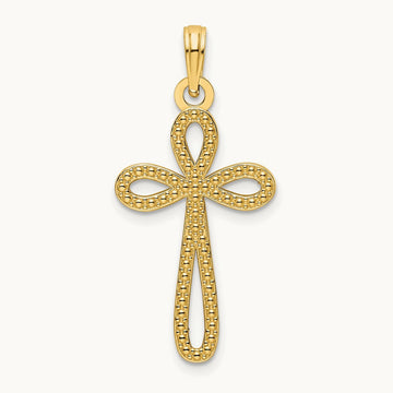 Beaded Cross Pendant, 14K