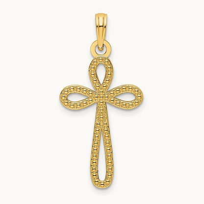 Beaded Cross Pendant, 14K