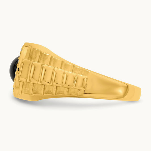 Onyx and Diamond Mens Ring, 14K