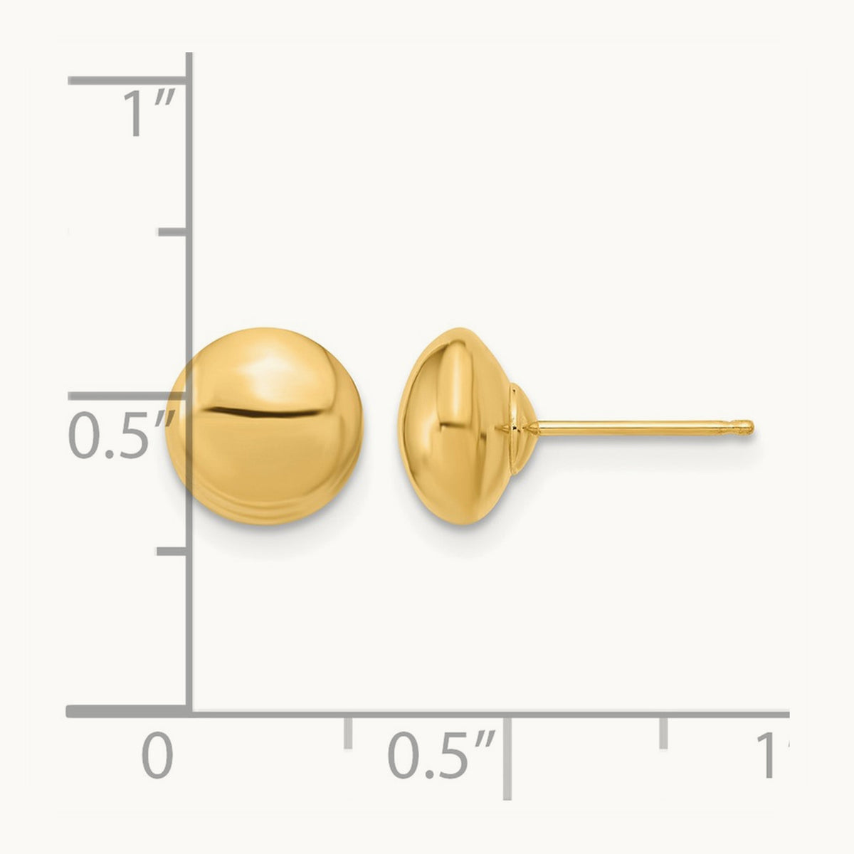 Polished Button Post Earrings — 14K Yellow Gold, 8mm