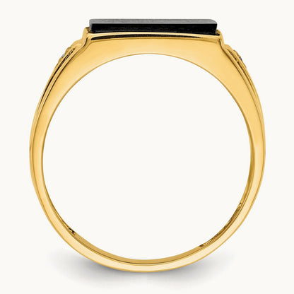Men's Onyx and Diamond Ring, 14K