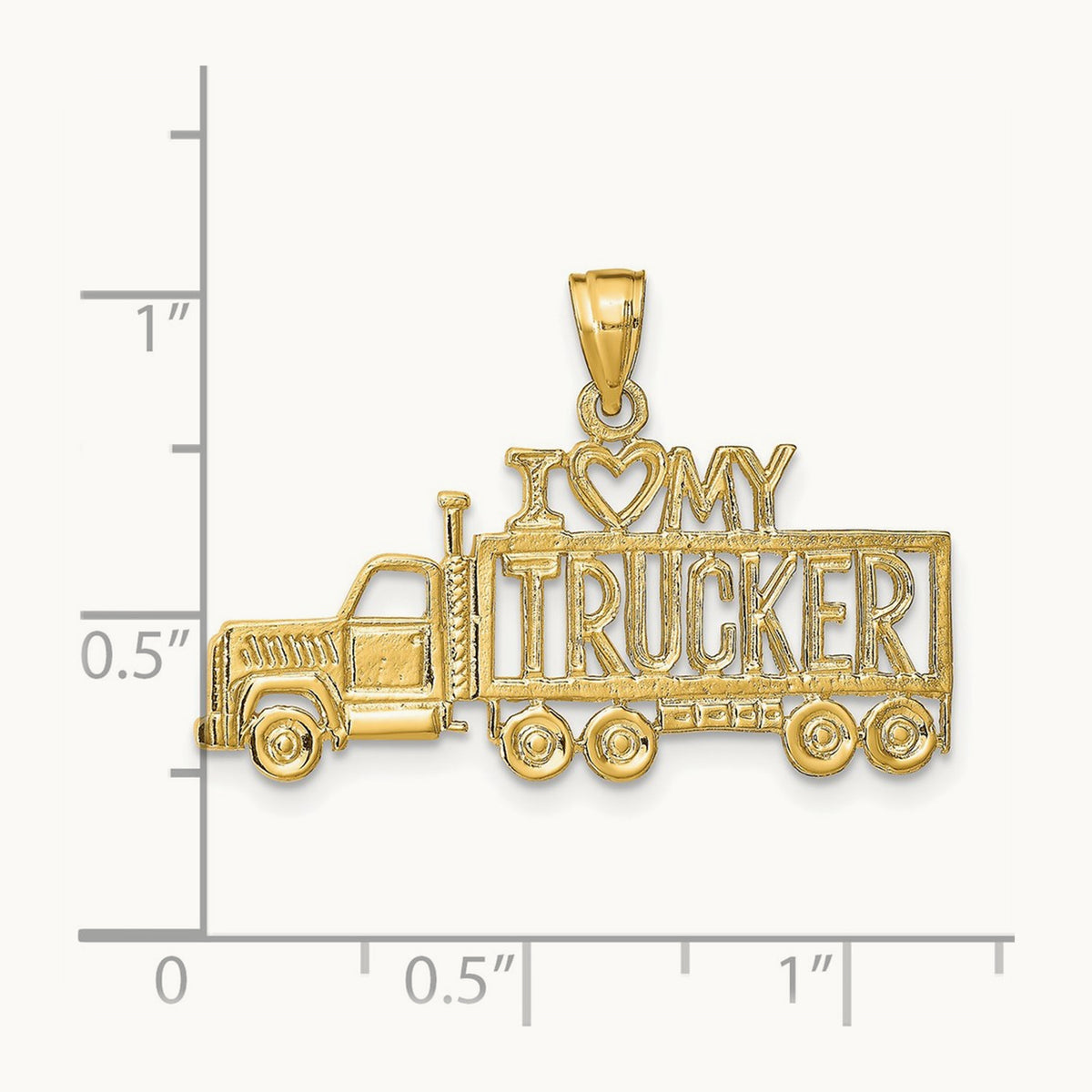I LOVE MY TRUCKER Truck Pendant, 14K