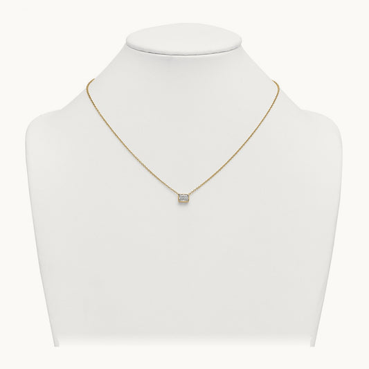 Radiant Bezel Necklace, 1.00-4.00 ct tw Lab-Grown Diamond — 1 ct, 14K Yellow Gold