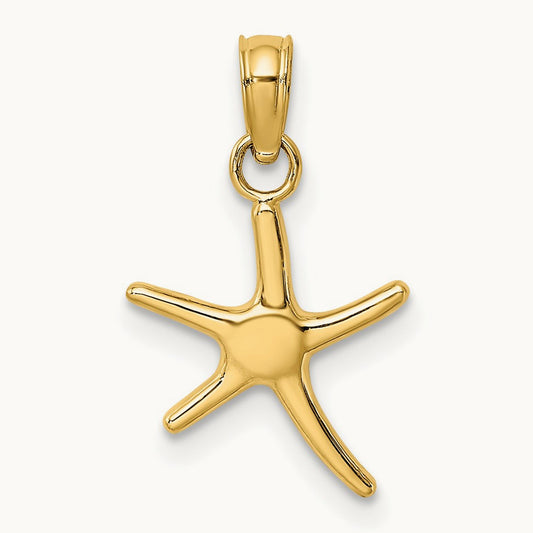 Polished Mini Dancing Starfish Charm — 14K Yellow Gold