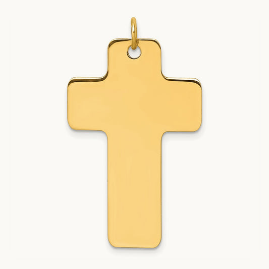 Polished Cross Charm, 14K