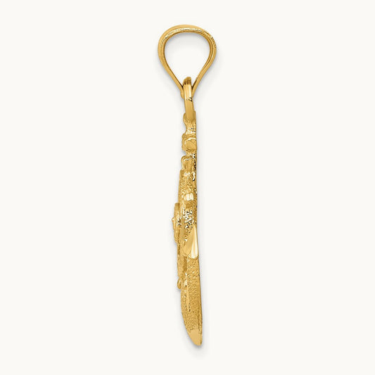Satin Diamond-cut Anchor Pendant, 14K