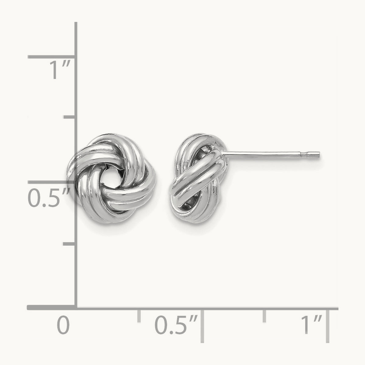 Plating Polished Love Knot Post Earrings, 14K with White Rhodium — Leslie's