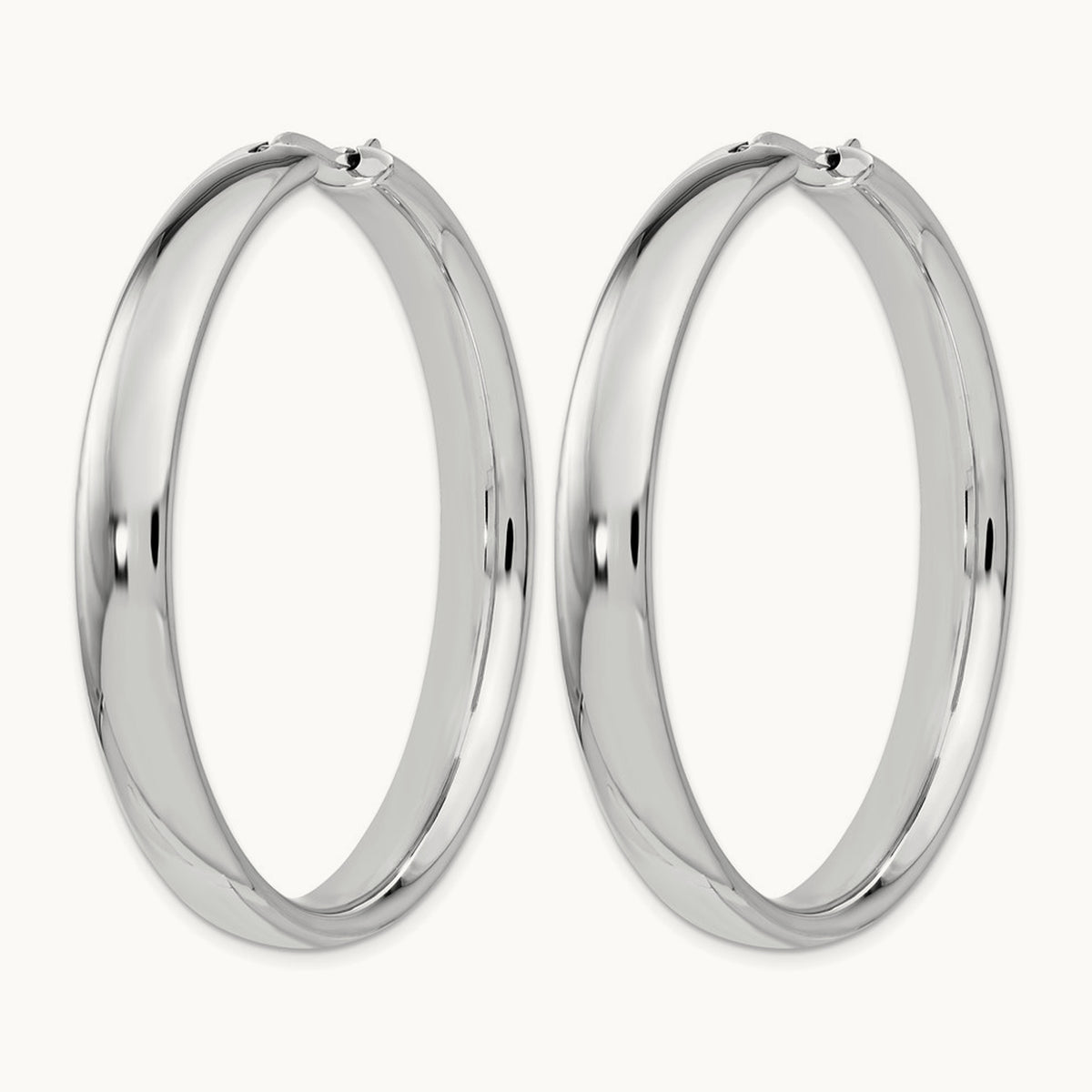 Rhodium-plated Half Round Tube Earrings, Sterling Silver — Leslie's