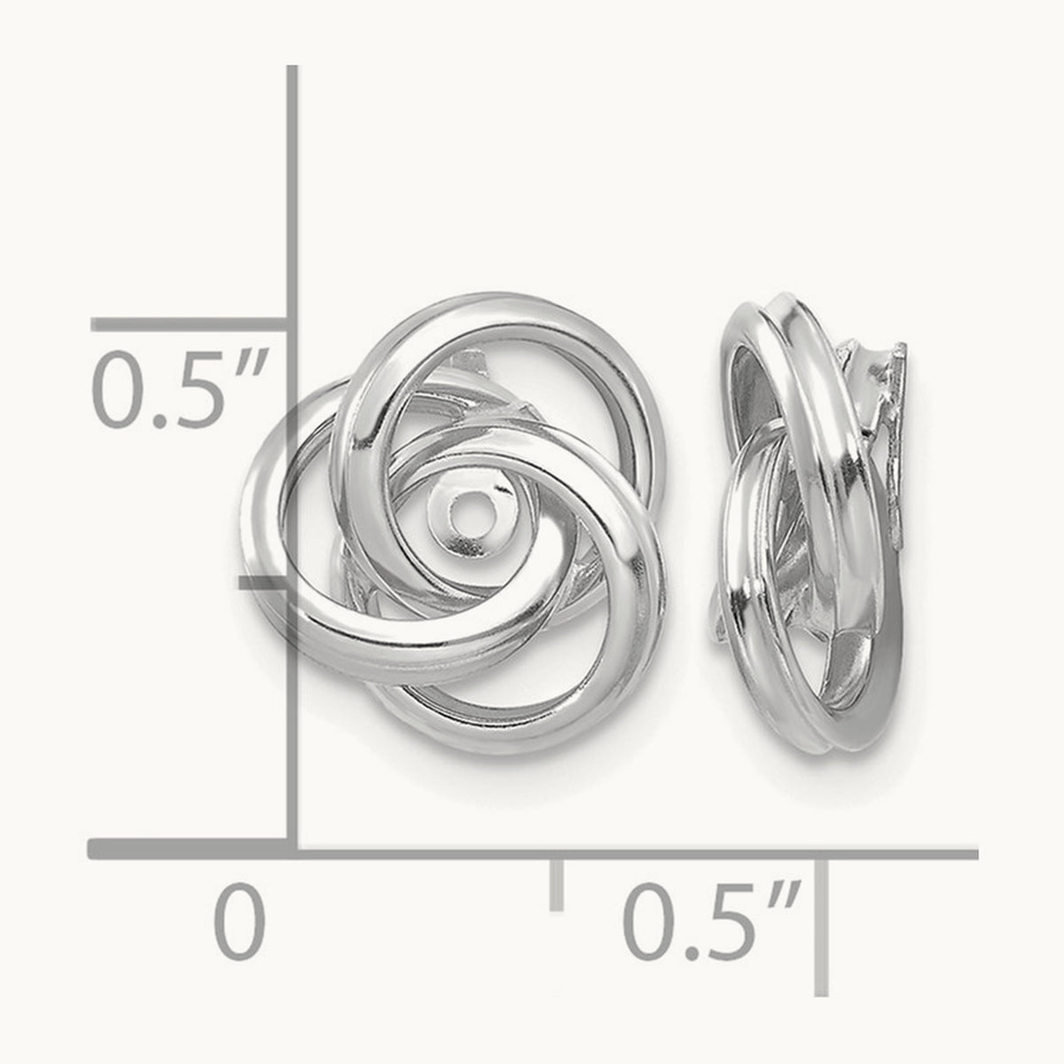 Polished Love Knot Earring Jackets — 14K White Gold, 12mm