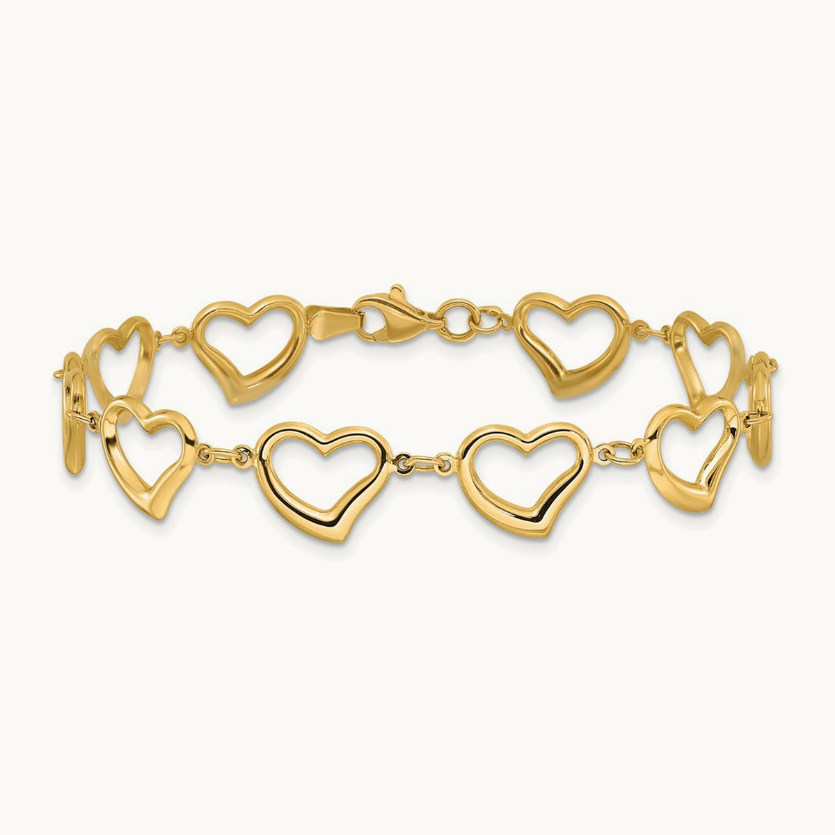 Polished Heart Link Bracelet — 7mm
