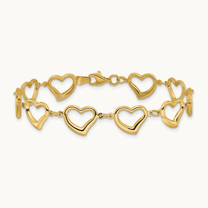 Polished Heart Link Bracelet — 7mm