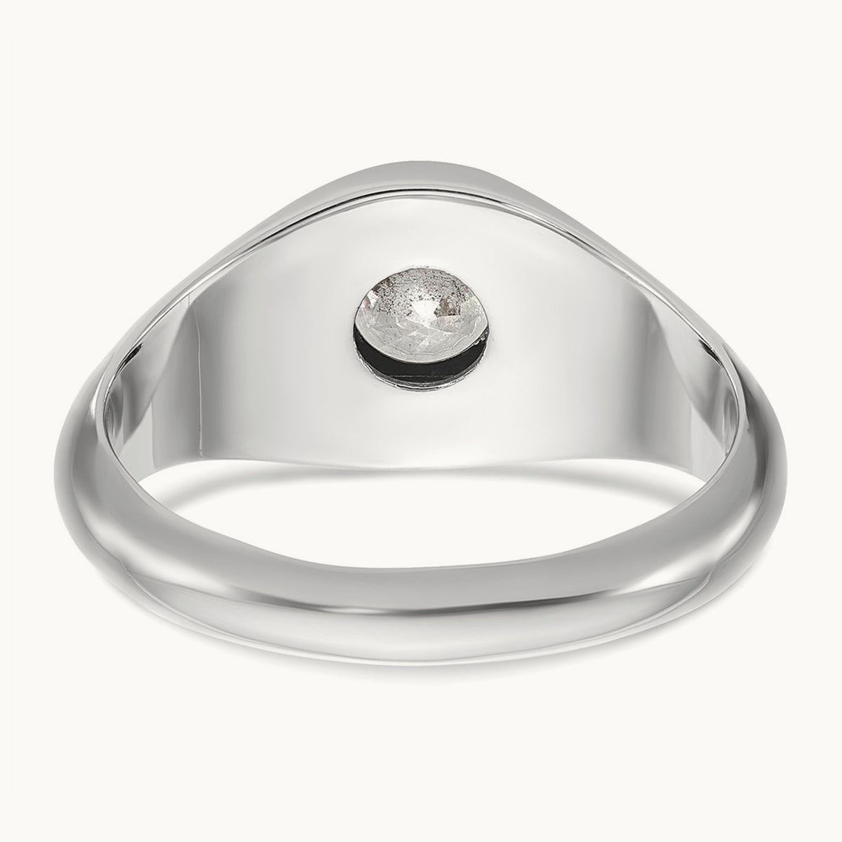 Round Men's Ring, 1.00 ct tw Lab-Grown Diamond — 14K White Gold
