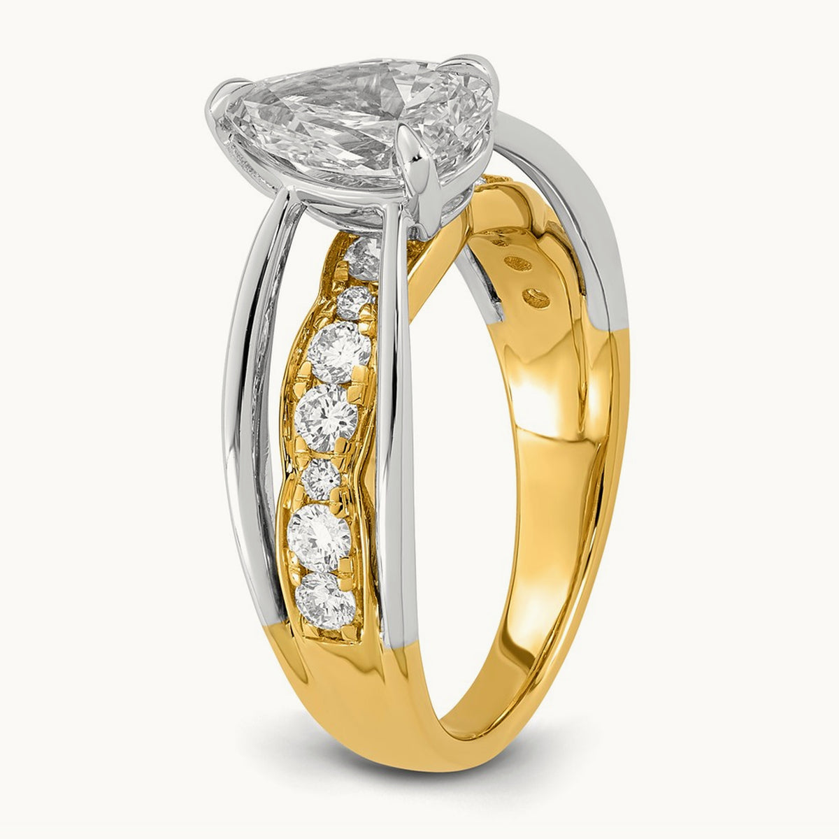 14ktt Certified Pear Center Lab Grown Diamond VS+ F+ Ring — 1.97 ct tw