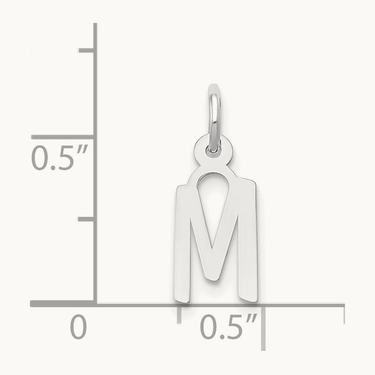 Small Slanted Block Initial Charm — 14K White Gold, M