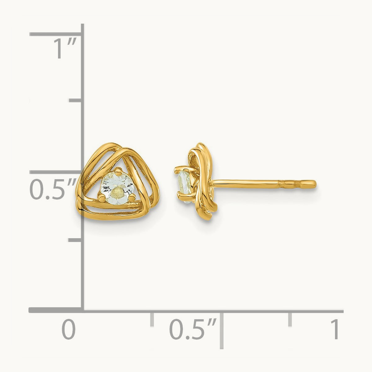 Aquamarine Post Earrings — 14K Yellow Gold