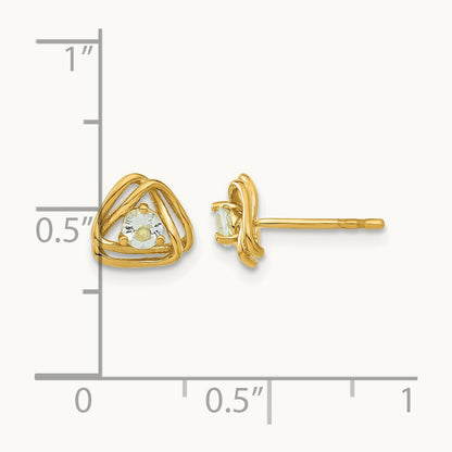 Aquamarine Post Earrings — 14K Yellow Gold