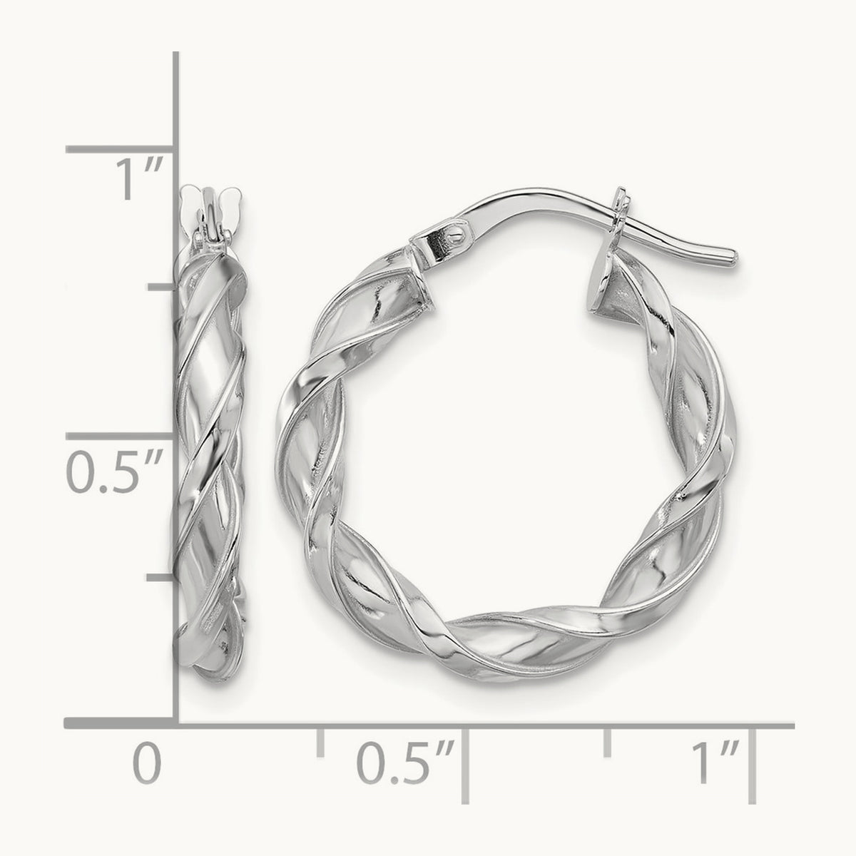 Polished Twisted Hoop Earrings, 14K White Gold — Leslie's