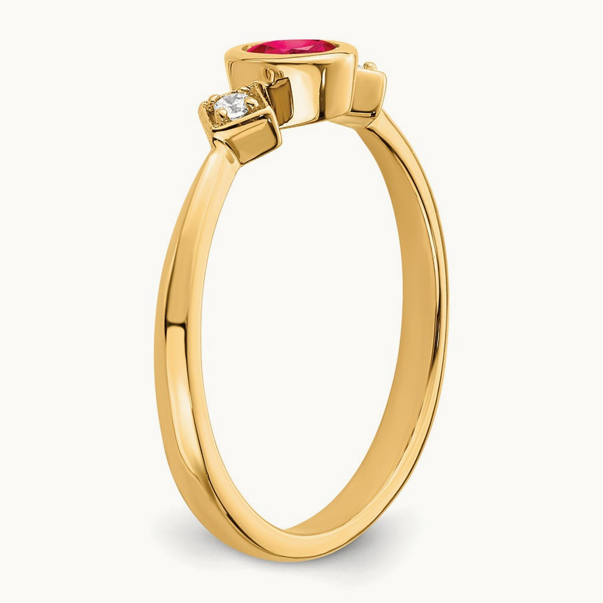 Oval Bezel Ruby and Diamond Ring, 14K