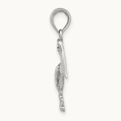Standing Pelican Charm — 14K White Gold