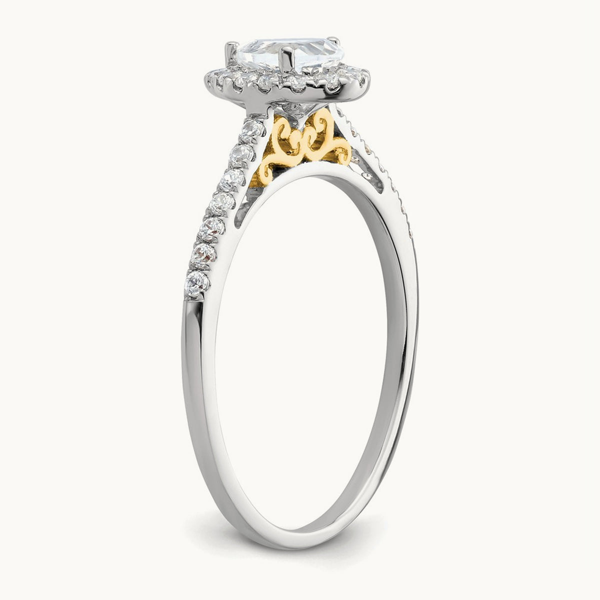Pear Halo Semi-Mount Engagement Ring, 0.25 ct tw — 2/7 ct, 14K Two-Tone