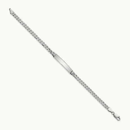 WG Flat Curb Link ID Bracelet, 14K