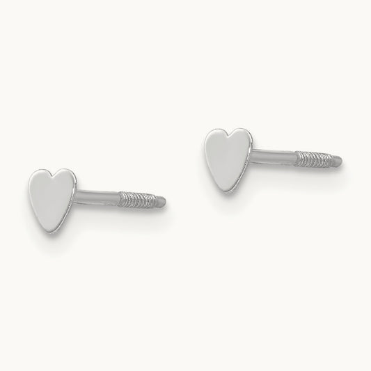Madi K Tiny Heart Baby Post Earrings, 14K White Gold