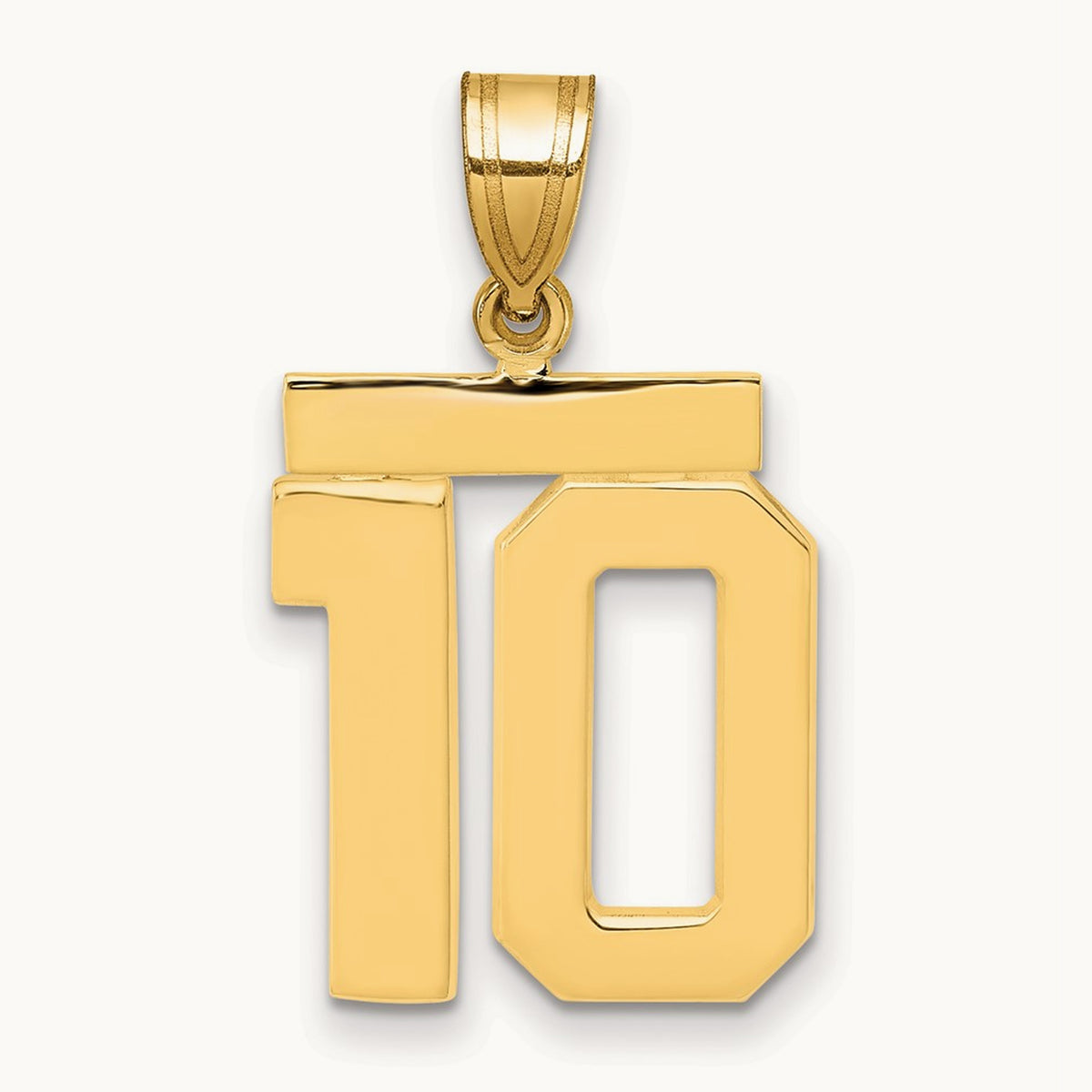 Medium Polished Number 10 Charm, 14K