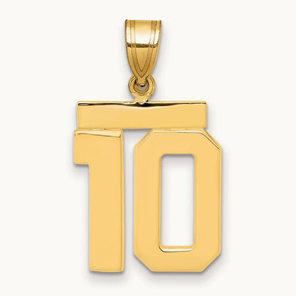 Medium Polished Number 10 Charm, 14K