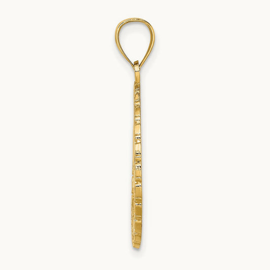 JAMAICA and Dolphins Disk Charm, 14K