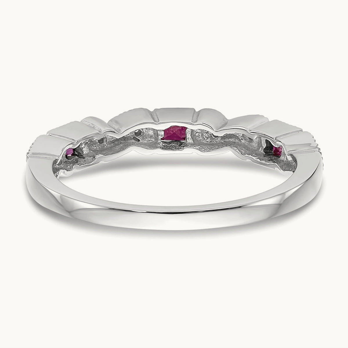 Diamond w/Ruby Band, 14K White Gold