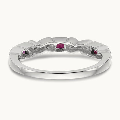 Diamond w/Ruby Band, 14K White Gold
