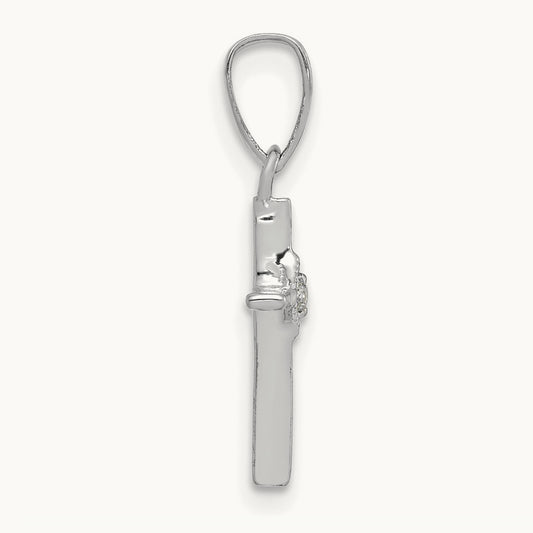 Small Diamond Cross Pendant — 14K White Gold